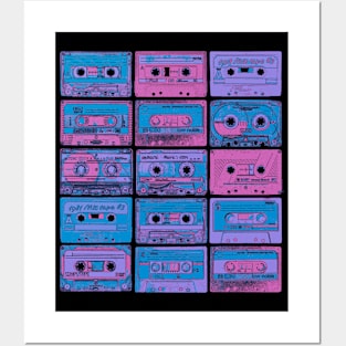 Cassette Tapes - Retro 80's 90's Analog Vinyl Music Blue Posters and Art